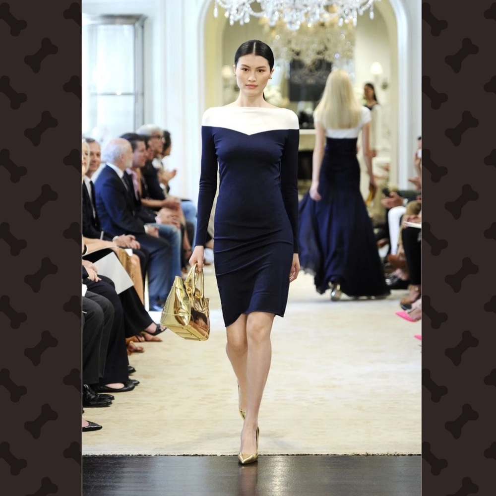 LAUREN Ralph Lauren Blue and White Jersey Dress